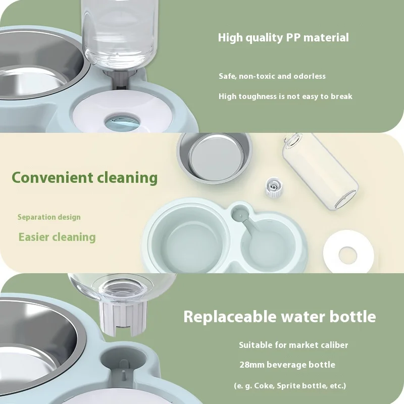 Comedero automático para mascotas y cuenco de agua, contenedor de comida inteligente combinado 2 en 1 con dispensador de agua para gatos, perros, diseño a prueba de fugas - imagen 3