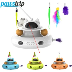 Juguete interactivo 4 en 1 para gatos con carga USB y palo teaser