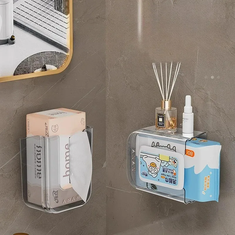Dispensador de toallitas húmedas montado en la pared, caja de almacenamiento de pañuelos sin taladro, cocina, baño - imagen 4
