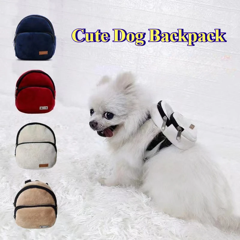 Linda mochila para perros de peluche, bolsa porta refrigerios de franela para perros pequeños Yorkie, bolsa escolar para cachorros al aire libre de gran capacidad