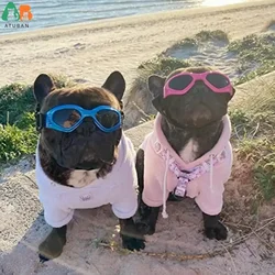 ATUBAN Gafas para Perros Protección UV Media Gafas de Sol Boston Terrier Ajustables Fácil de Usar Gafas para Perros de Motocicleta a Prueba de Viento para Perros