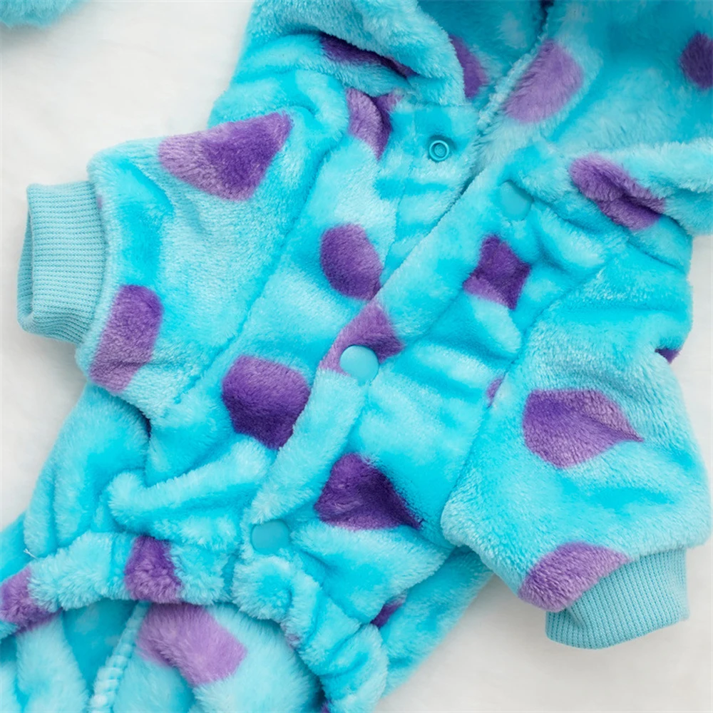 Abrigo dinosaurio para gato mediano – Cálido con capucha azul - imagen 3