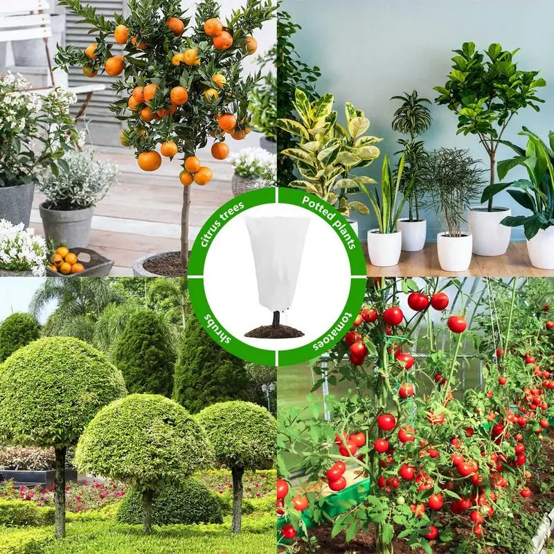 Funda protectora para plantas con cordón, protección contra la congelación, manta para arbustos, bolsa protectora para plantas - imagen 4