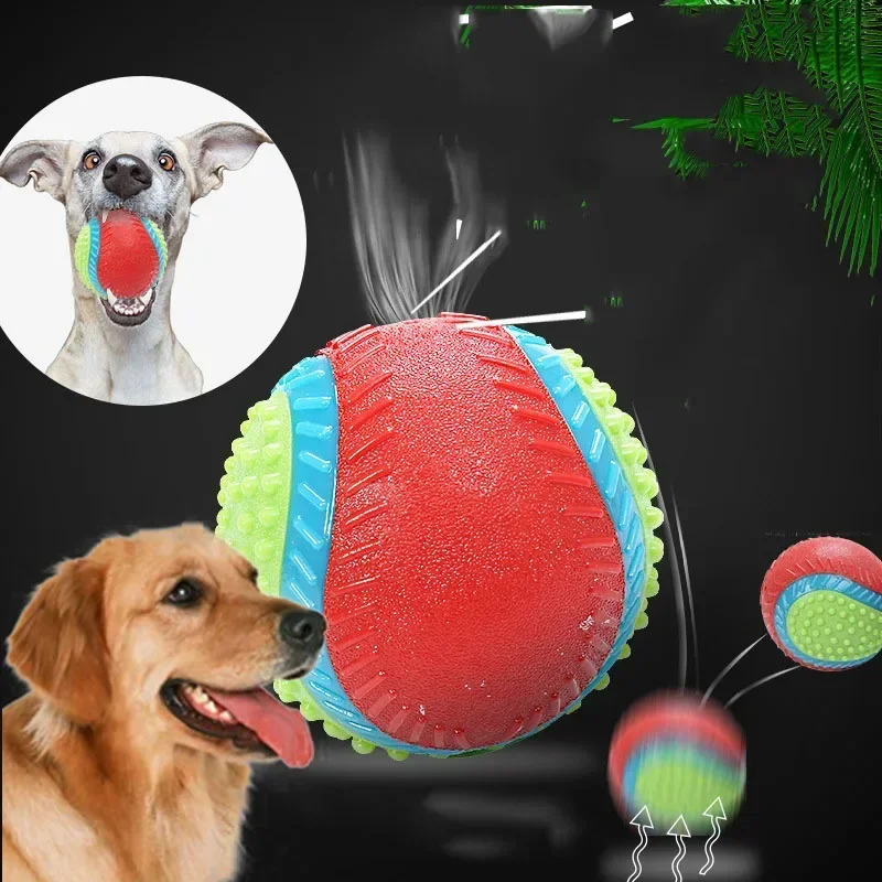 Resistente a mordeduras de pelota, cosas para perros, mascota de suministro, pelota elástica para perros, juguete de entrenamiento para perros, destruye, 8cm, goma con sabor a carne, previene - imagen 2