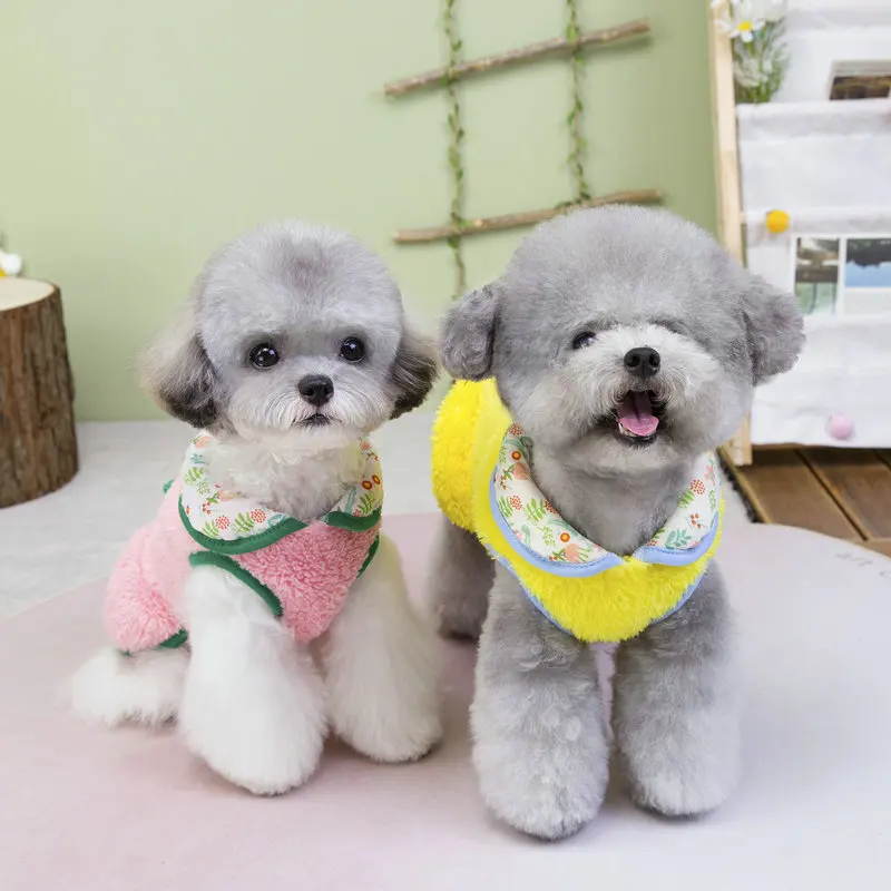 Vestido de felpa para otoño/invierno para mascotas, abrigo con lazo para pierna de perro, vestido de princesa para mascotas, ropa para perros pequeños, ropa para cachorros - imagen 2