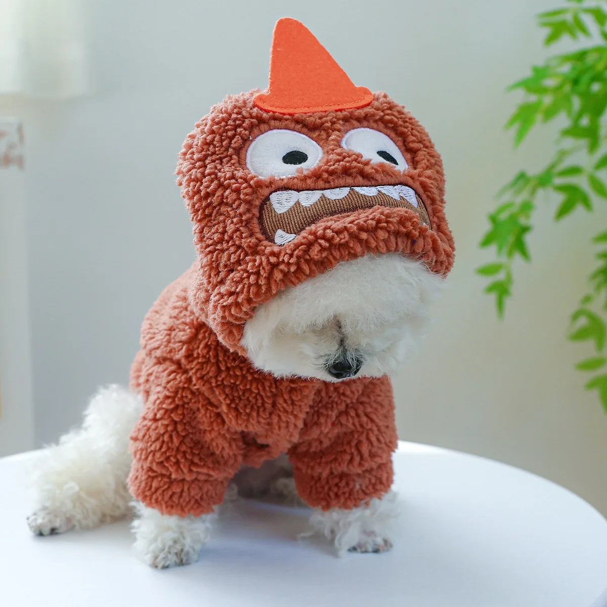Monster Cap-ropa gruesa para perros, sudaderas de Cosplay para otoño e invierno, forro polar de Bulldog Francés, ropa cálida transpirable para cachorros y gatos - imagen 2