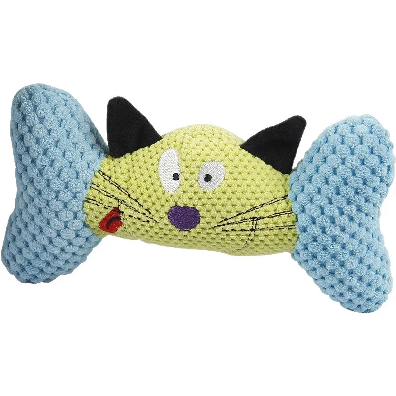 Lindo juguete de perro de peluche de hueso: juguete molar masticable chirriante para cachorros y gatos, juguete duradero no tóxico para aliviar el aburrimiento, - imagen 3