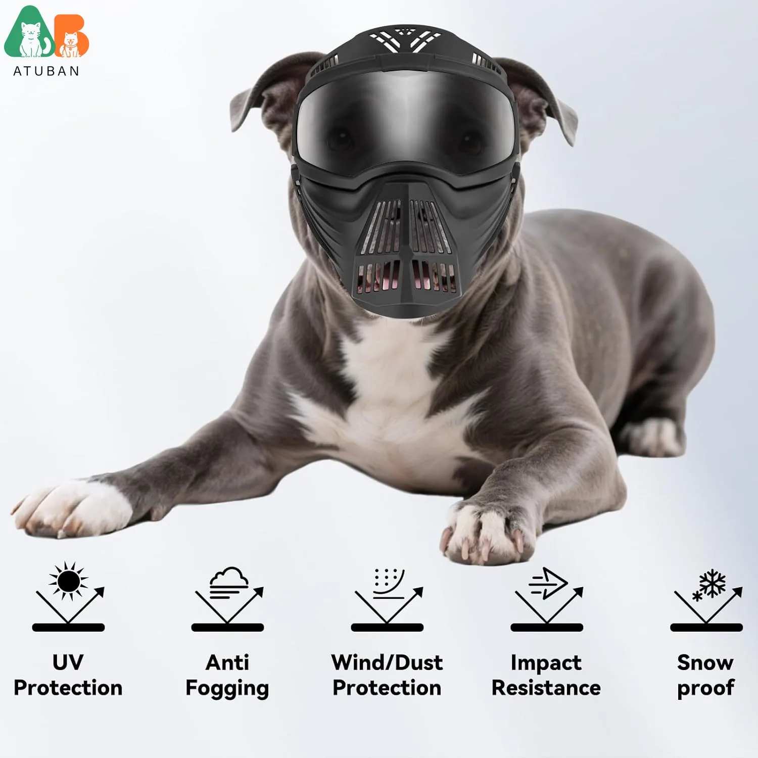 ATUBAN Gafas para perros de razas grandes, protección UV, gafas de sol integrales para perros, resistentes al viento, a prueba de polvo, a prueba de nieve, para ojos de mascotas - imagen 5