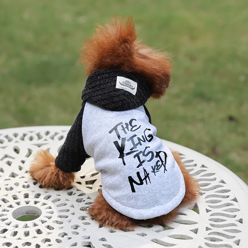 Chaqueta con capucha y letras estampadas para mascotas, ropa de otoño e invierno con capucha de lana gruesa, ropa para perros pequeños, ropa para cachorros - imagen 4