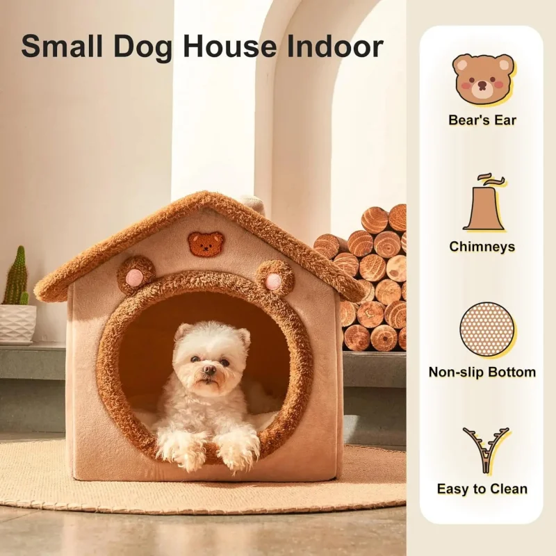 Nueva casa plegable para mascotas, casa lavable extraíble para gatos, cueva para cachorros, sofá, cama para mascotas, casa para perros Extra pequeños y gatos pequeños y medianos - imagen 5