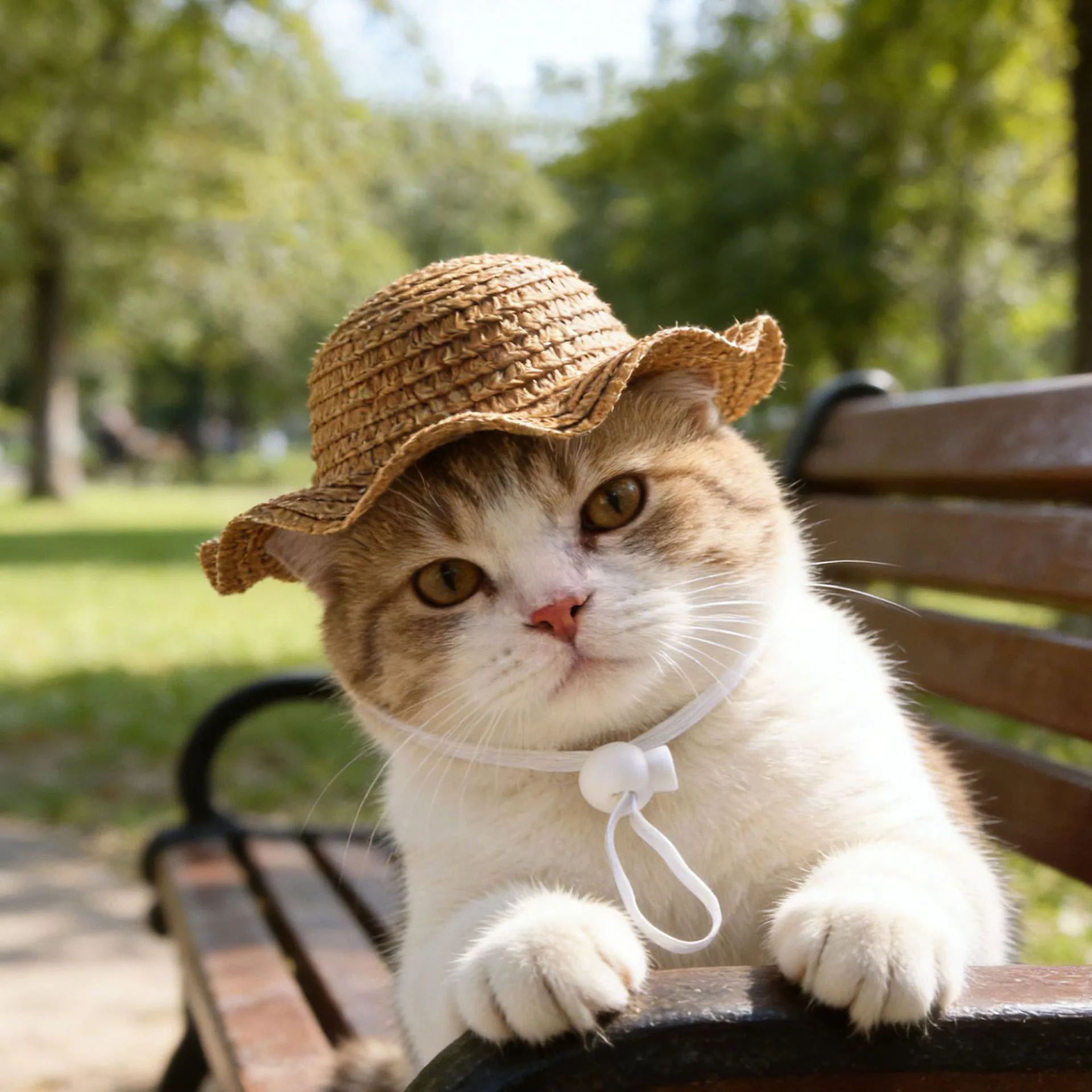 Sombrero de paja para gato: disfraz y accesorio fotográfico - imagen 4