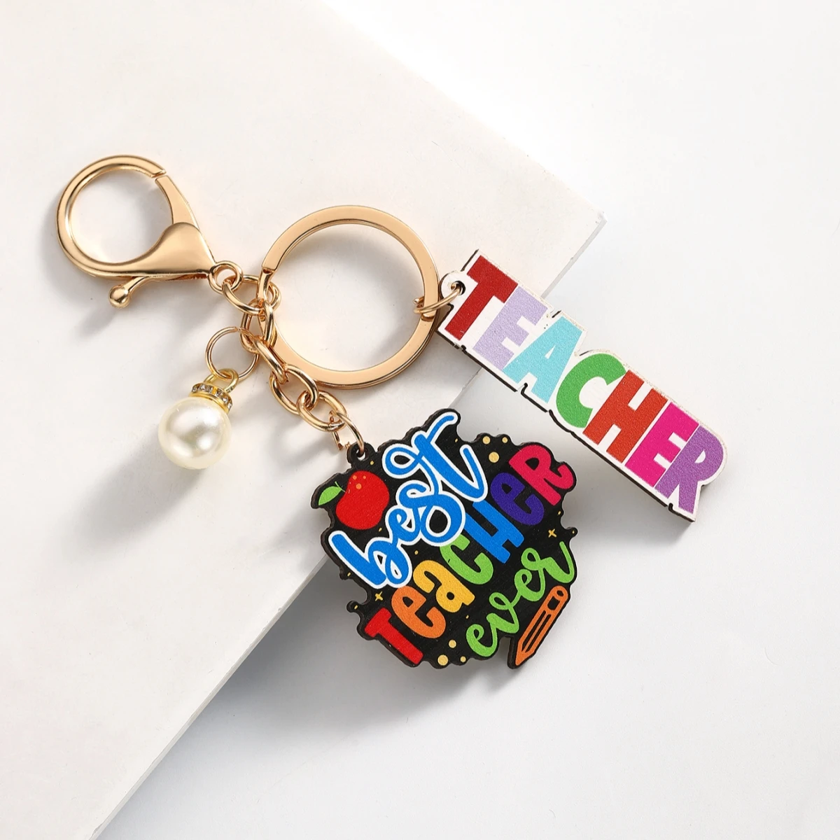 LLavero de madera con perlas de imitación para profesores, regalo diario para el día del maestro, ceremonia de graduación, regalo de Acción de Gracias, 1 unidad - imagen 5