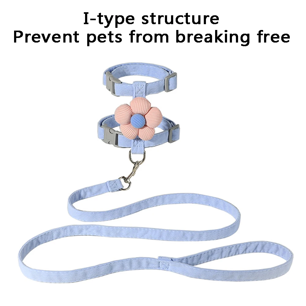 Arnés ajustable con bonito diseño de flores para gatos, correa para perros pequeños, arnés y correa transpirables para cachorros, accesorios de tracción para mascotas - imagen 3