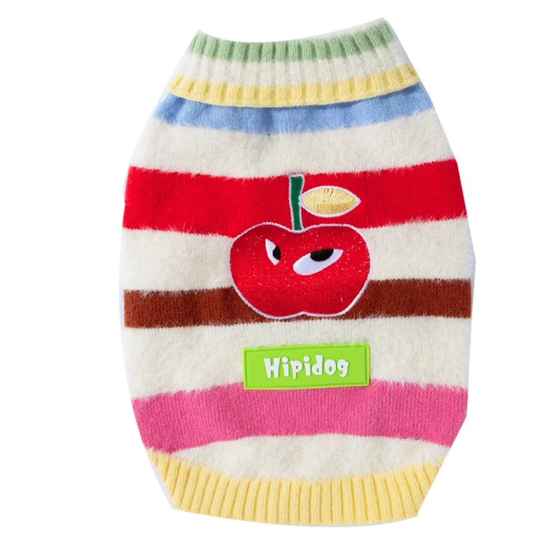 Otoño Invierno Arco Iris rayas corgi suéter cálido perro de tamaño mediano mascota gato de peluche abrigo ropa para perros pequeños ropa para cachorros - imagen 5