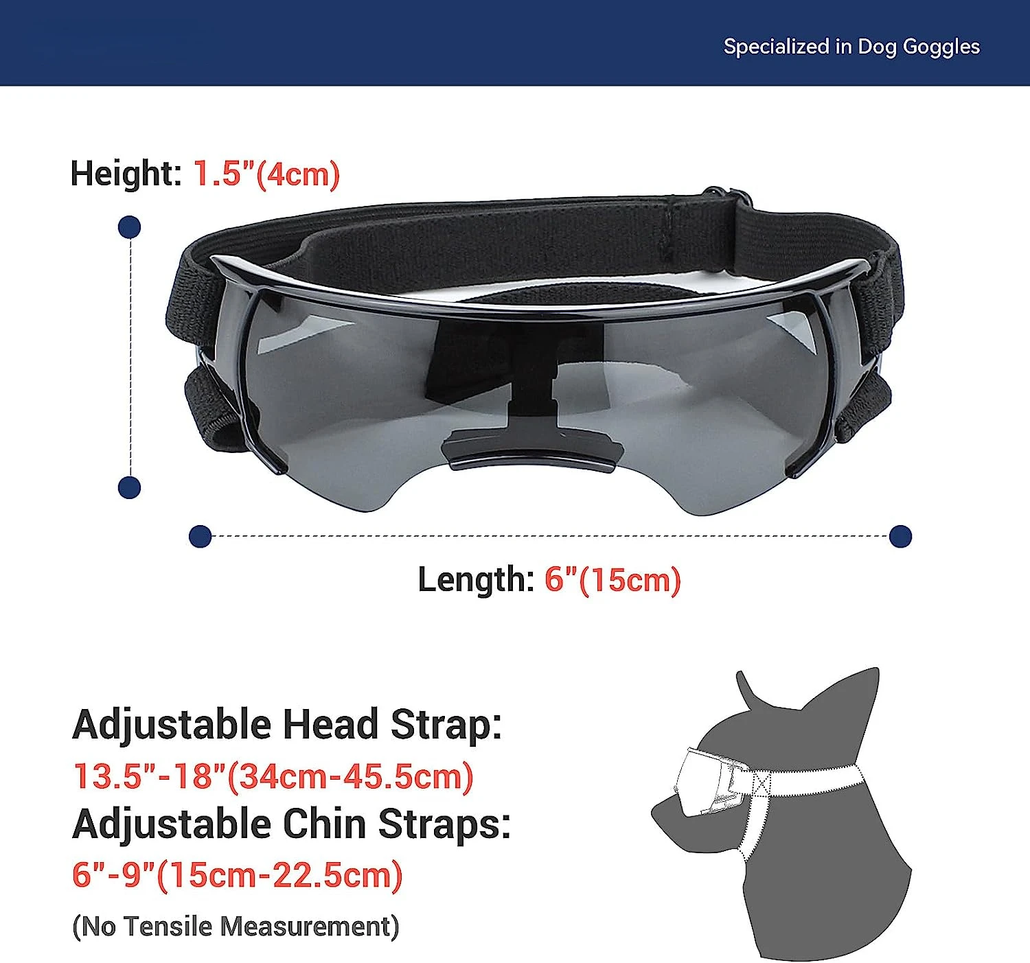 Gafas de sol de protección UV para perro, lentes para perros de raza pequeña, a prueba de viento, antivaho, con correas ajustables para gato grande - imagen 5