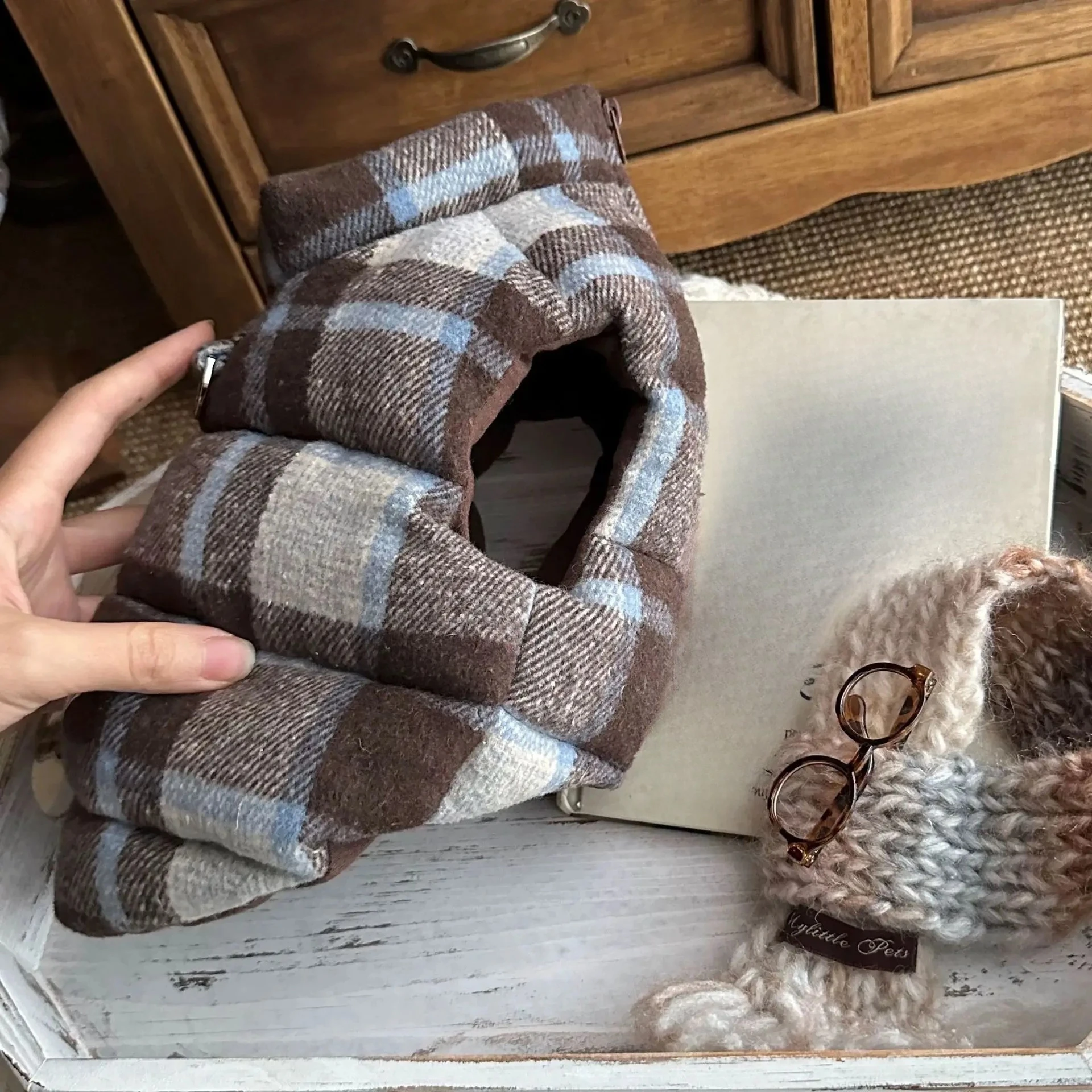 Abrigo a cuadros grueso de otoño e invierno para mascotas, chaleco cálido y cómodo, ropa navideña para perros pequeños, ropa para cachorros - imagen 4