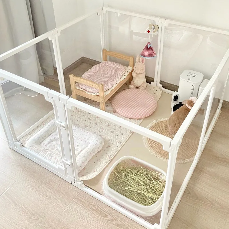 Valla transparente para perros de 70CM de alto, prevención de colisiones de peluche pequeño, paneles de puerta para valla para perros, jaula portátil para mascotas para interiores - imagen 3