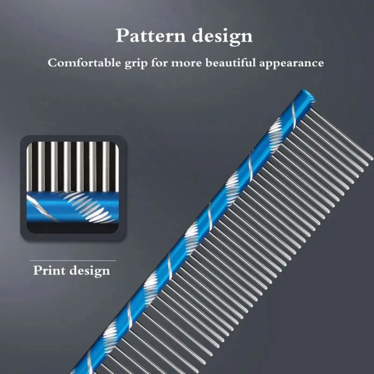 Peine para perros de 19cm/7,48 pulgadas, peine de aseo a rayas multicolor brillante, peine recto de acero inoxidable para herramientas de aseo para perros y gatos - imagen 2