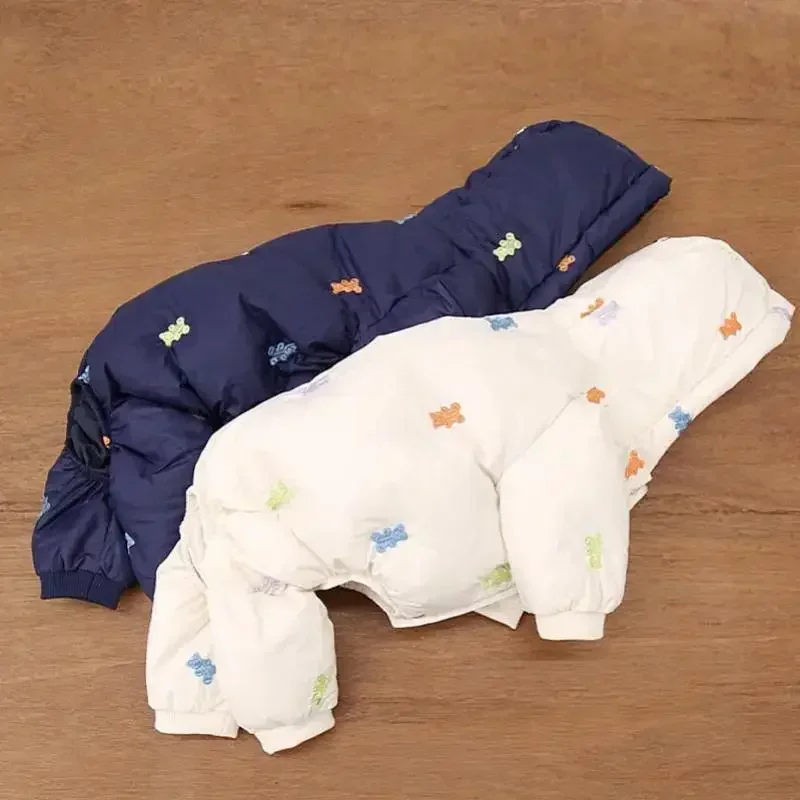 Mono de algodón de 4 patas para perros, ropa cálida de invierno para perros pequeños, disfraces, abrigos gruesos para perros Terrier Bulldog Yorkshire - imagen 2