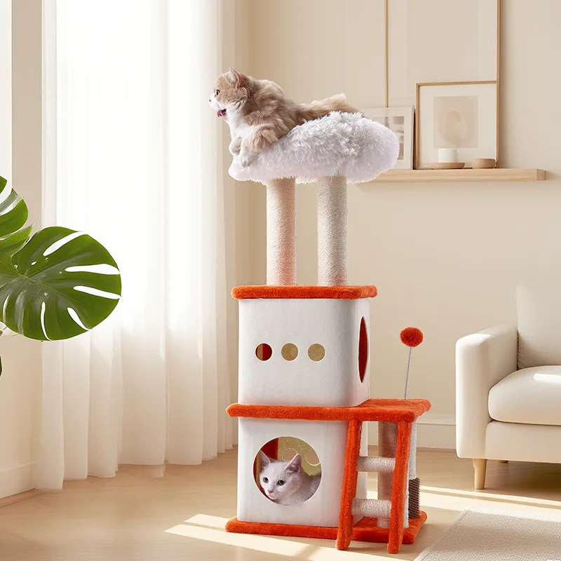 Marco de escalada para gatos integrado, nido de cápsula espacial, estante de madera para mascotas, Pilar de cielo grande, tablero rascador para gatos, juguetes para mascotas - imagen 2