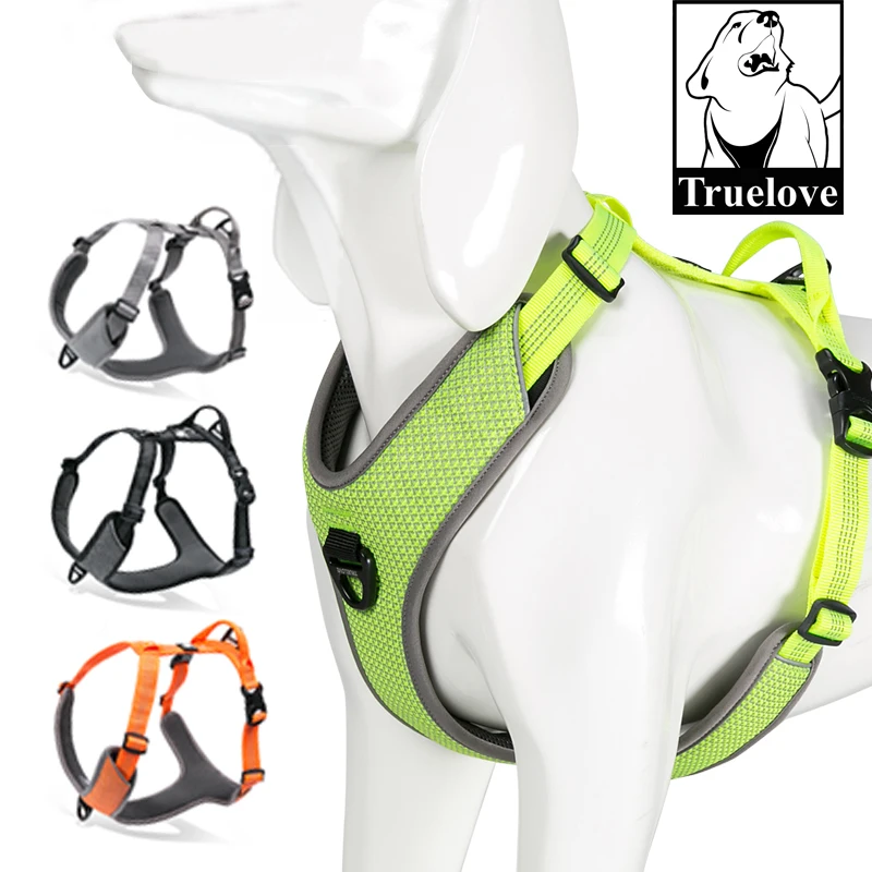 Truelove-arnés reflectante para perro, chaleco pequeño, mediano y grande, ajustable rápido, Collar de correa a juego, entrenamiento, correr, TLH6071