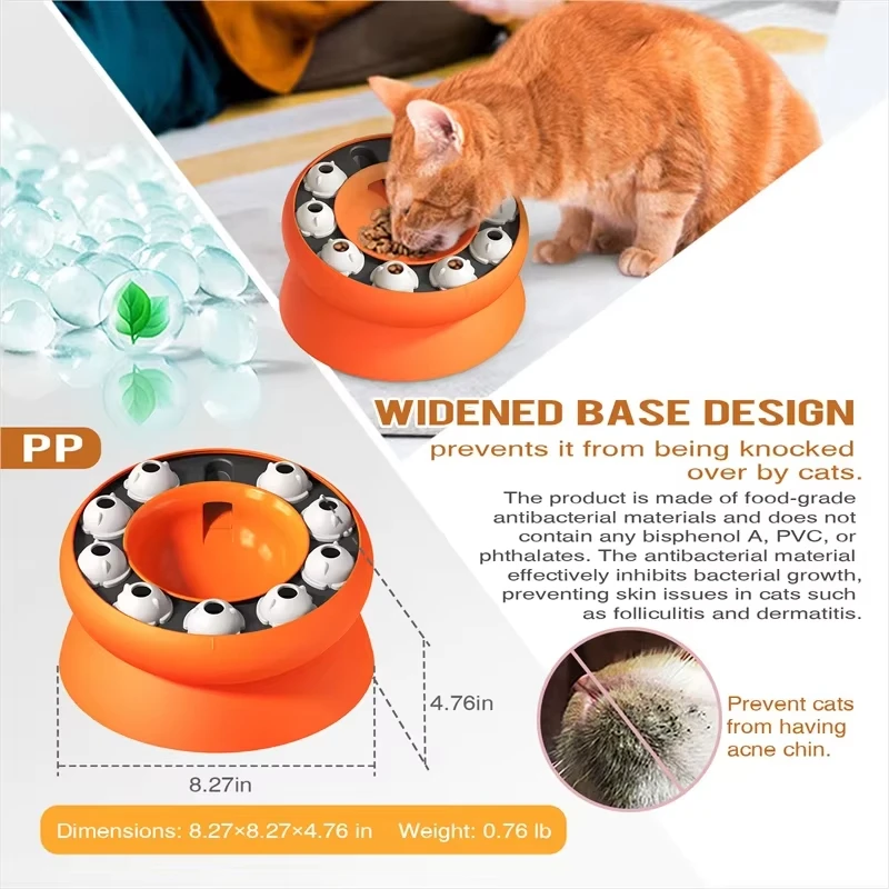 Cuenco para gatos, juguete rompecabezas, alimentador lento, diseño inclinado, comida saludable para mascotas, plato para proteger el cuello, cuencos de alimentación interactivos multifunción - imagen 5