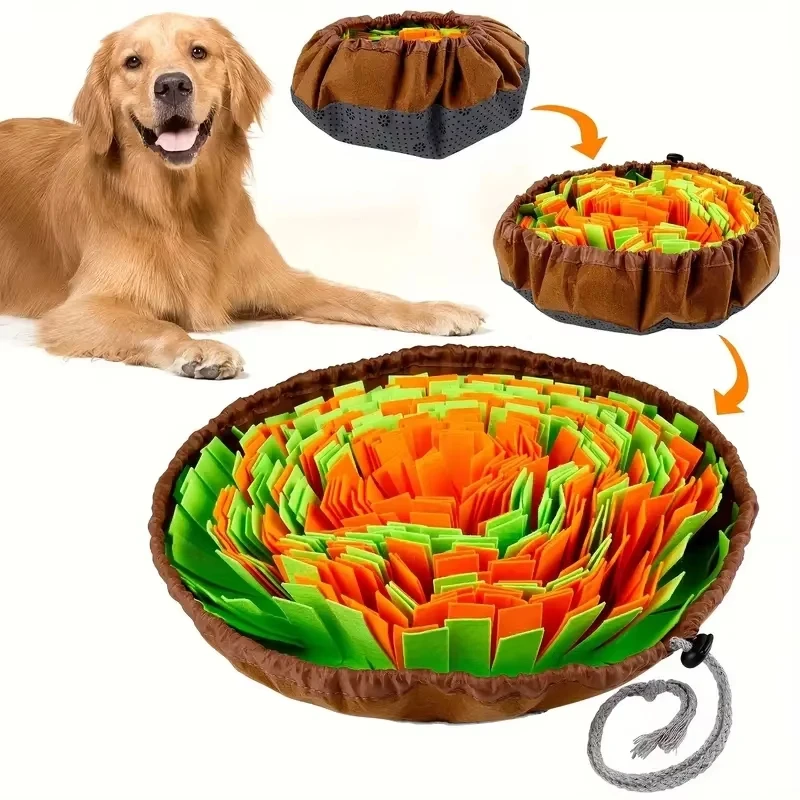 Almohadilla para olfatear mascotas de fieltro lavable, estera plegable de alimentación lenta para perros, estera de rapé para entrenamiento de perros de juguete - imagen 4
