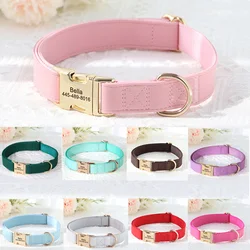 Collar identificativo perro cuero con nombre grabado personalizado
