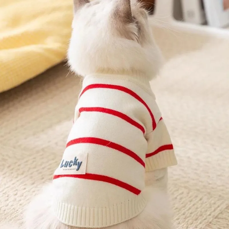 Suéter clásico a rayas para perros, ropa de invierno para perros, abrigo para cachorros, cárdigans tejidos, sudadera para perros, ropa para Bulldog Francés Chihuahua