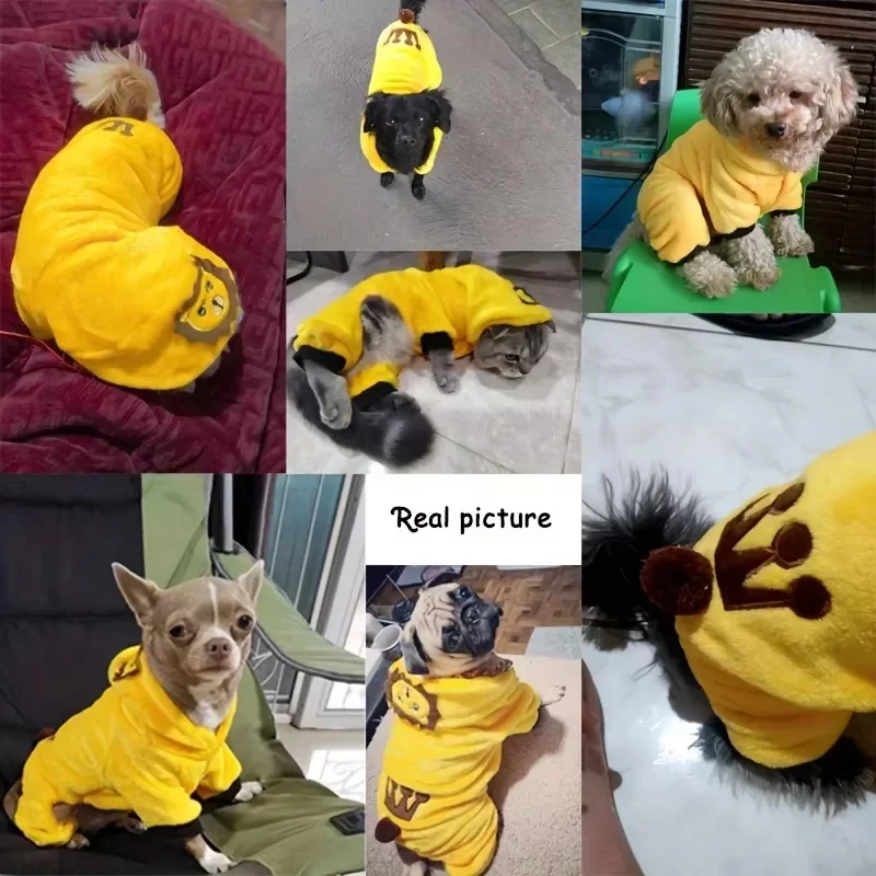Ropa cálida de invierno para perros, ropa para mascotas para perros pequeños y medianos, Chihuahua, cachorro de peluche, gato, traje de dinosaurio, sudaderas con capucha para perros - imagen 5