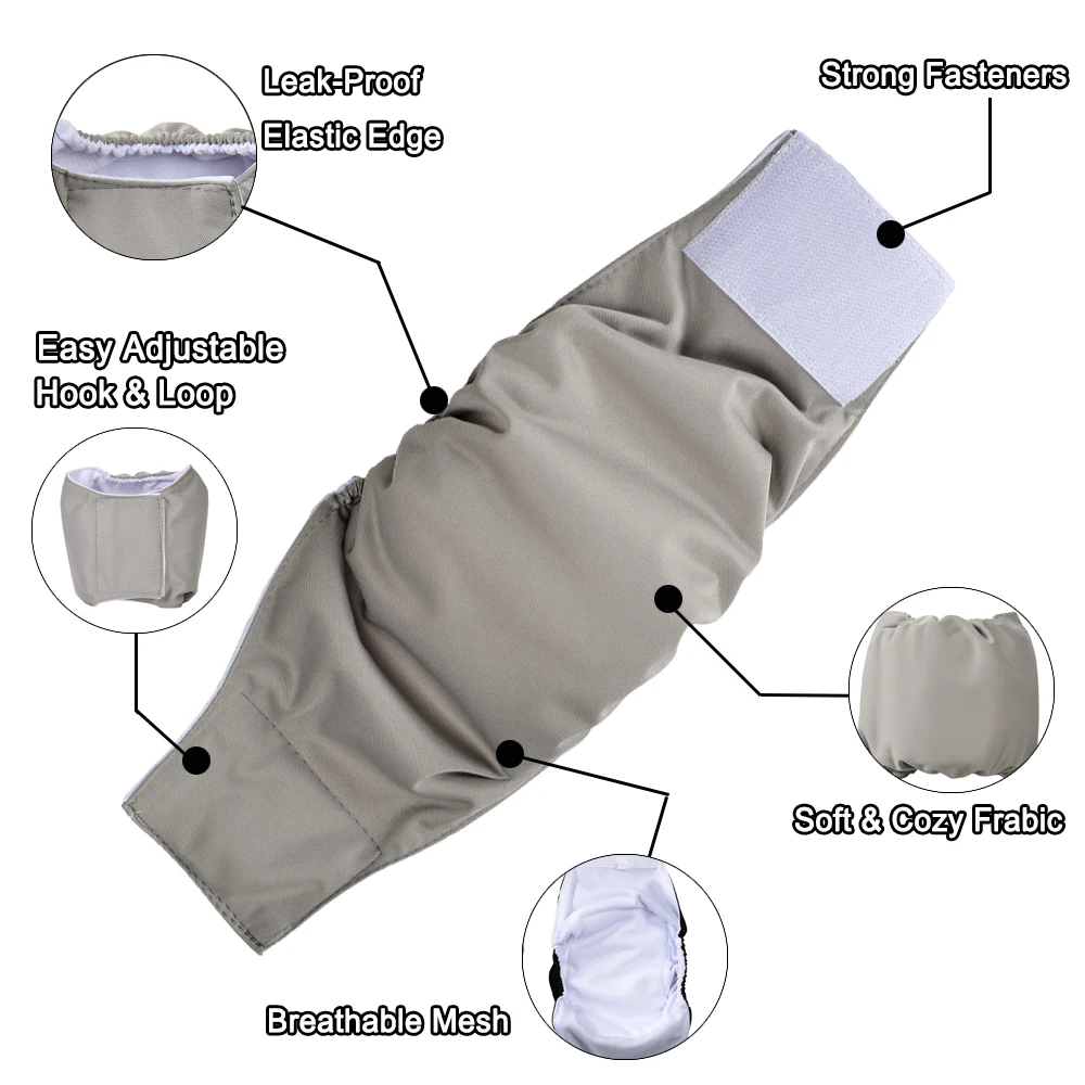 Pañales lavables para perros pequeños, bragas sanitarias reutilizables para mascotas, envoltura para el vientre, pañal a prueba de fugas para cachorros de alta absorción, 3 uds. - imagen 4