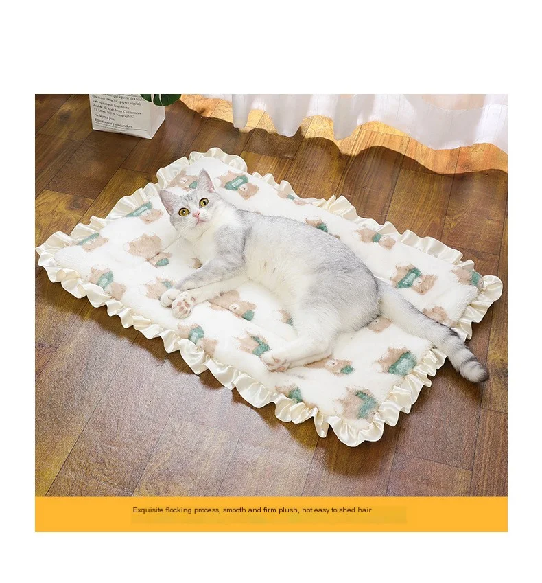 Alfombra de doble cara para mascotas, cama corta de felpa para dormir, gatos, perros pequeños, bonita manta para mascotas, cojín cálido para cachorros y gatitos, sofá cama - imagen 4