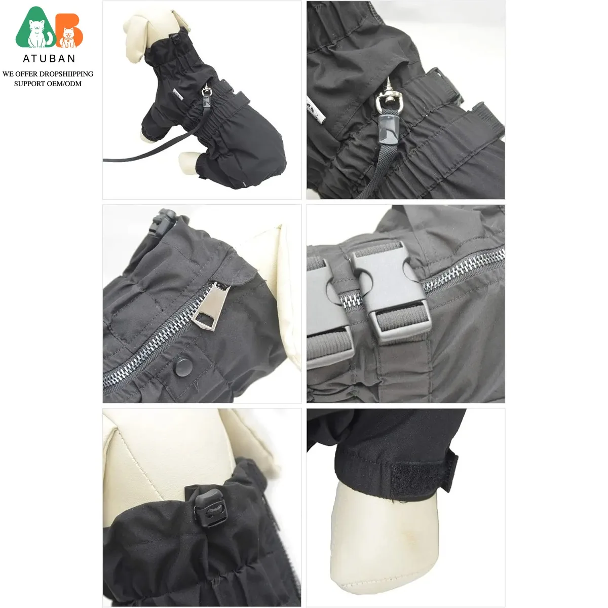 ATUBAN Chaqueta impermeable, impermeable reflectante ligero de seguridad para perros, chaleco para perros a prueba de viento y nieve para pequeños, medianos y grandes - imagen 4