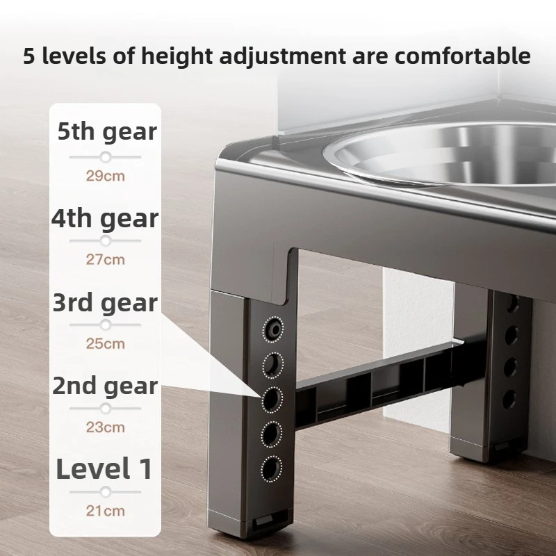 Comedero para perros de elevación ajustable elevado, tazón de acero inoxidable, dispensador de comedero para perros, comederos para mascotas baratos y lentos, protección del cuello para alimentos - imagen 3