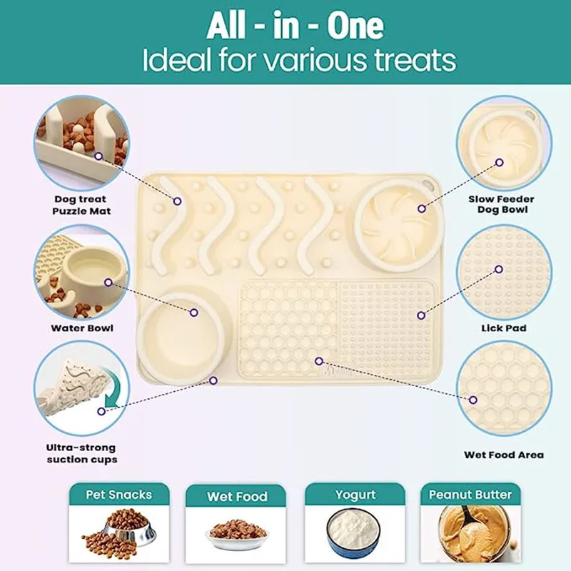 Almohadillas multifuncionales para lamer perros y gatos, tazón antiasfixia de Comida Lenta para cachorros, tazón con ventosa para comer y lamer, suministros para mascotas - imagen 4