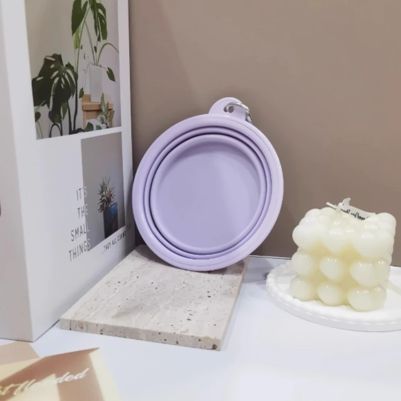 Cuenco plegable de silicona para mascotas, plato de agua portátil para comida de gato y perro de viaje con mosquetón, cuenco plegable para acampar al aire libre y senderismo - imagen 3