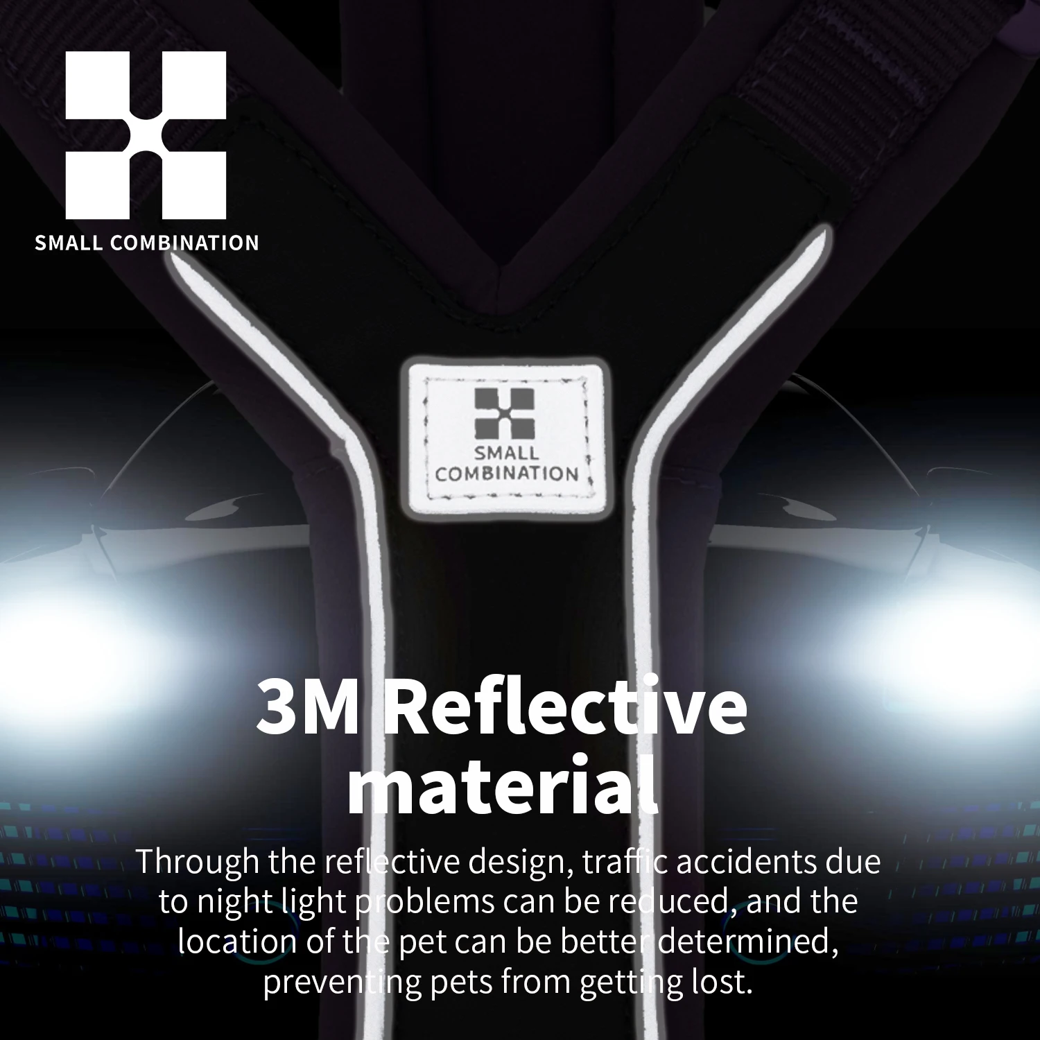 Arnés para perros de combinación PEQUEÑA para perros pequeños, medianos y grandes, arnés reflectante para perros sin tirones, ajustable, cómodo para caminar al aire libre - imagen 2