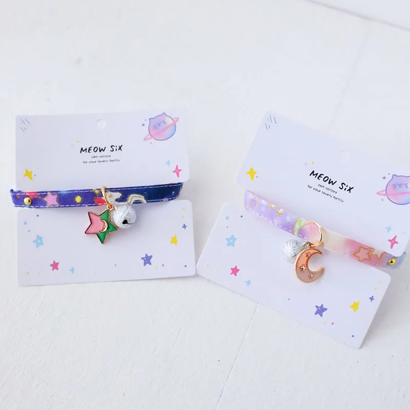 Collar de gato recién nacido, corbata de seguridad separable para perros pequeños, correa ajustable para el cuello para cachorros, gatitos, collar de gatos estrella con campana - imagen 3