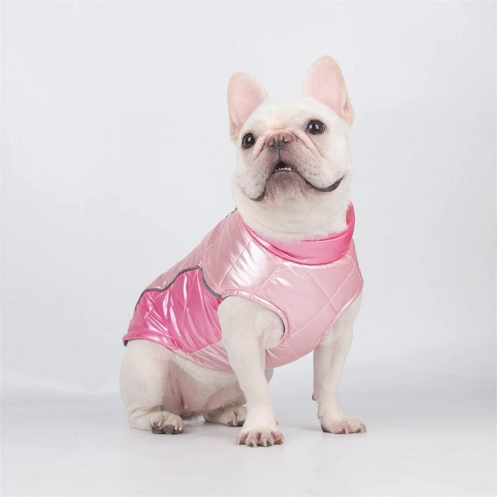 Ropa para perros, impermeable, chaqueta cálida de invierno para cachorros, abrigo con anillo en D, chaleco reflectante a prueba de viento, trajes, disfraz de Pug Chihuahua - imagen 5