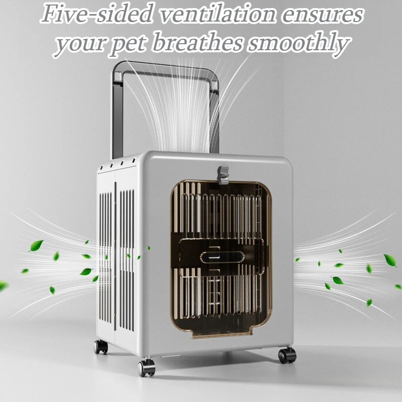 Transportín para gatos al aire libre con rueda, mango telescópico, transpirable, duradero, caja transportadora de viaje para perros pequeños, bolsa grande transparente para mascotas - imagen 2