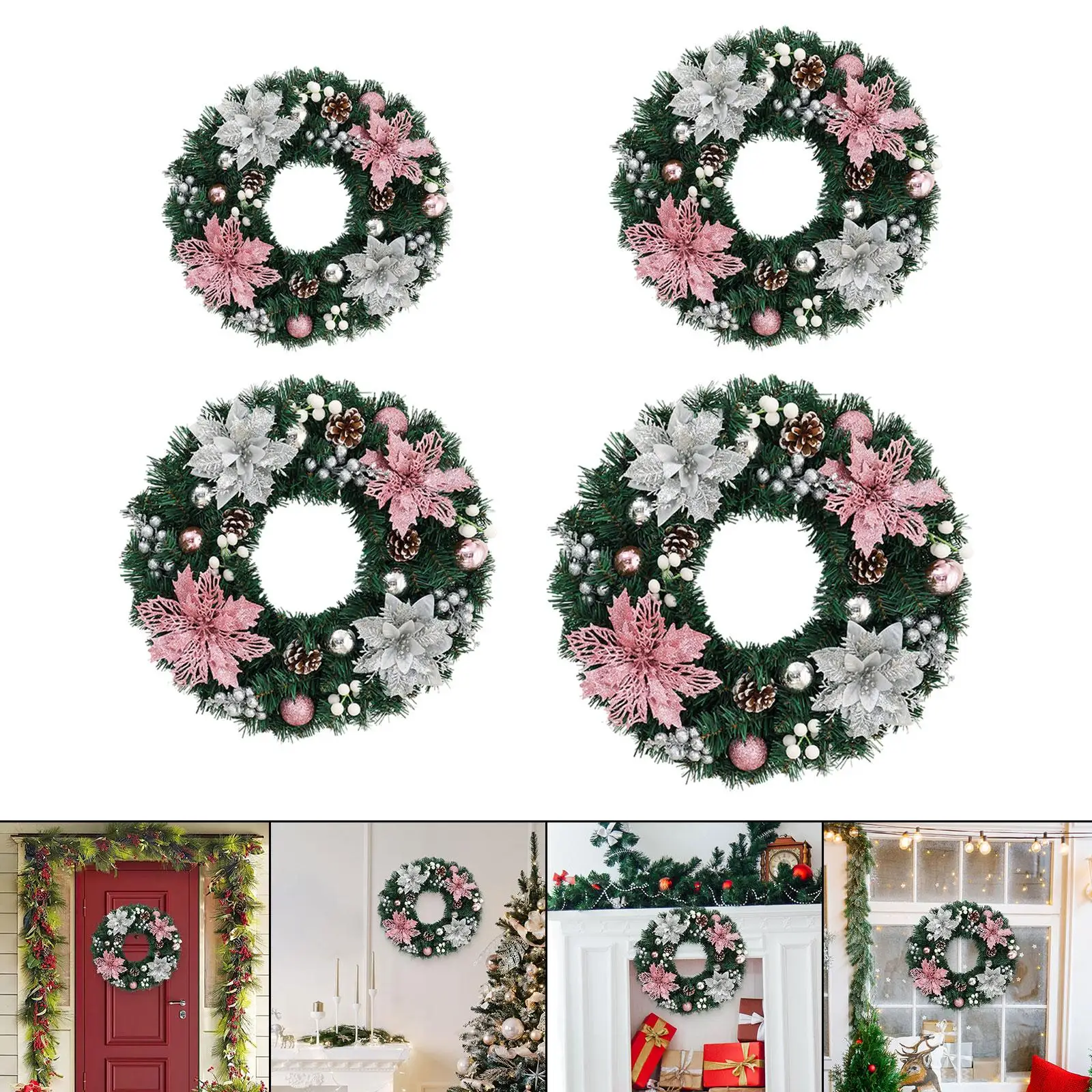 Corona navideña para fiesta, colección de pared, Festival interior y exterior, corona de cono de pino, guirnalda de pino Artificial, decoración colgante para puerta - imagen 3