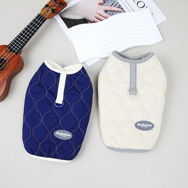Ropa acolchada de algodón para mascotas, ropa de dos patas para cachorros y gatos, chaleco térmico de algodón con forro polar bordado acolchado, otoño e invierno - imagen 4