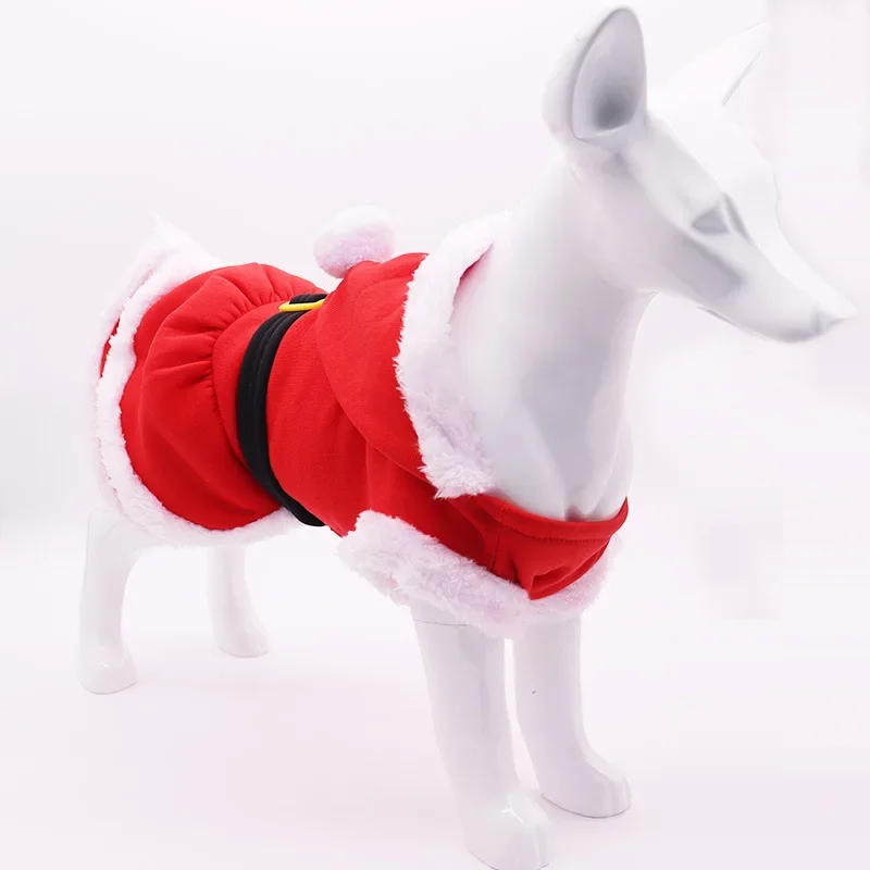 Ropa para mascotas, ropa para el día de Navidad, falda para perros pequeños, falda con capucha de algodón para gatos de invierno
