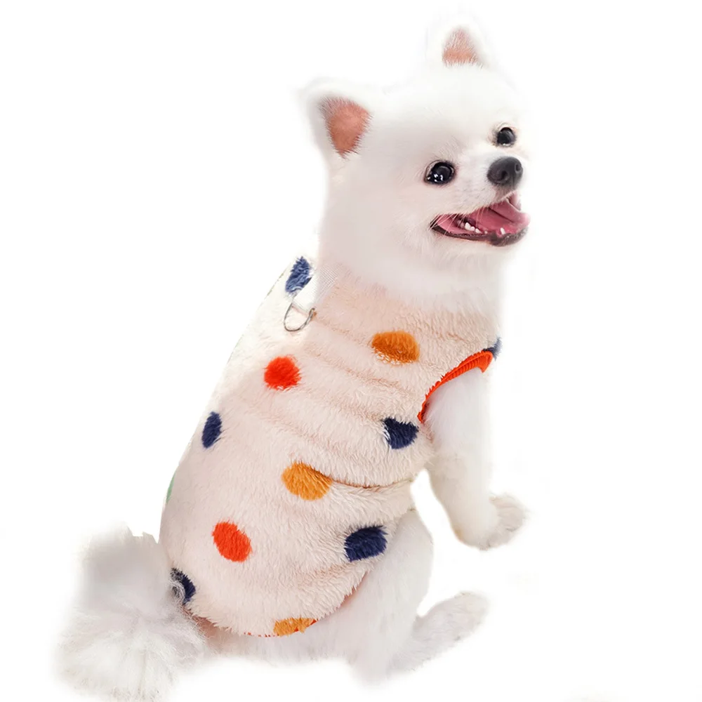 Autumn and Winter Polka Dot Plush Vest for Dogs Cats Pet Clothes Vests Supplies Dog Clothing Puppy Clothes for Small Dogs - imagen 5