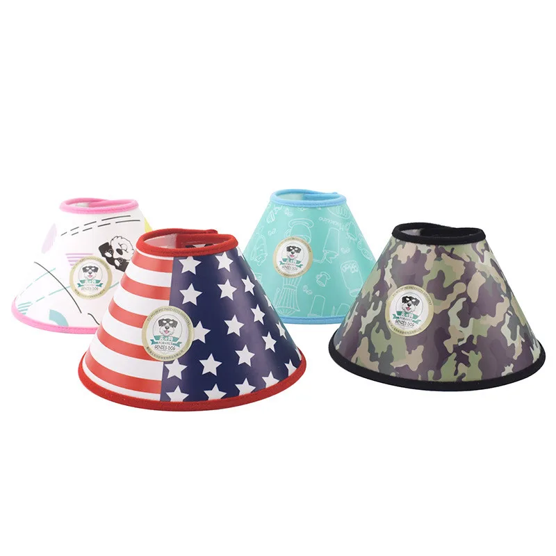 Gorro para mascotas con bandera nacional a la moda, Collar para perro antipérdida, bonito ayuda antimordida para el cuidado, accesorio posquirúrgico para perros - imagen 2