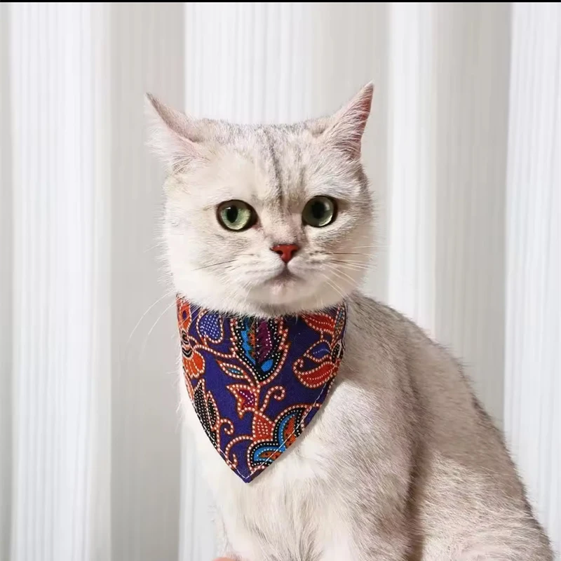 Collar de gato Sphynx de estilo japonés para gatos, cabras, estampado de flores, collares para mascotas con pañuelos, Chinchilla, accesorios para mascotas, bufandas - imagen 5