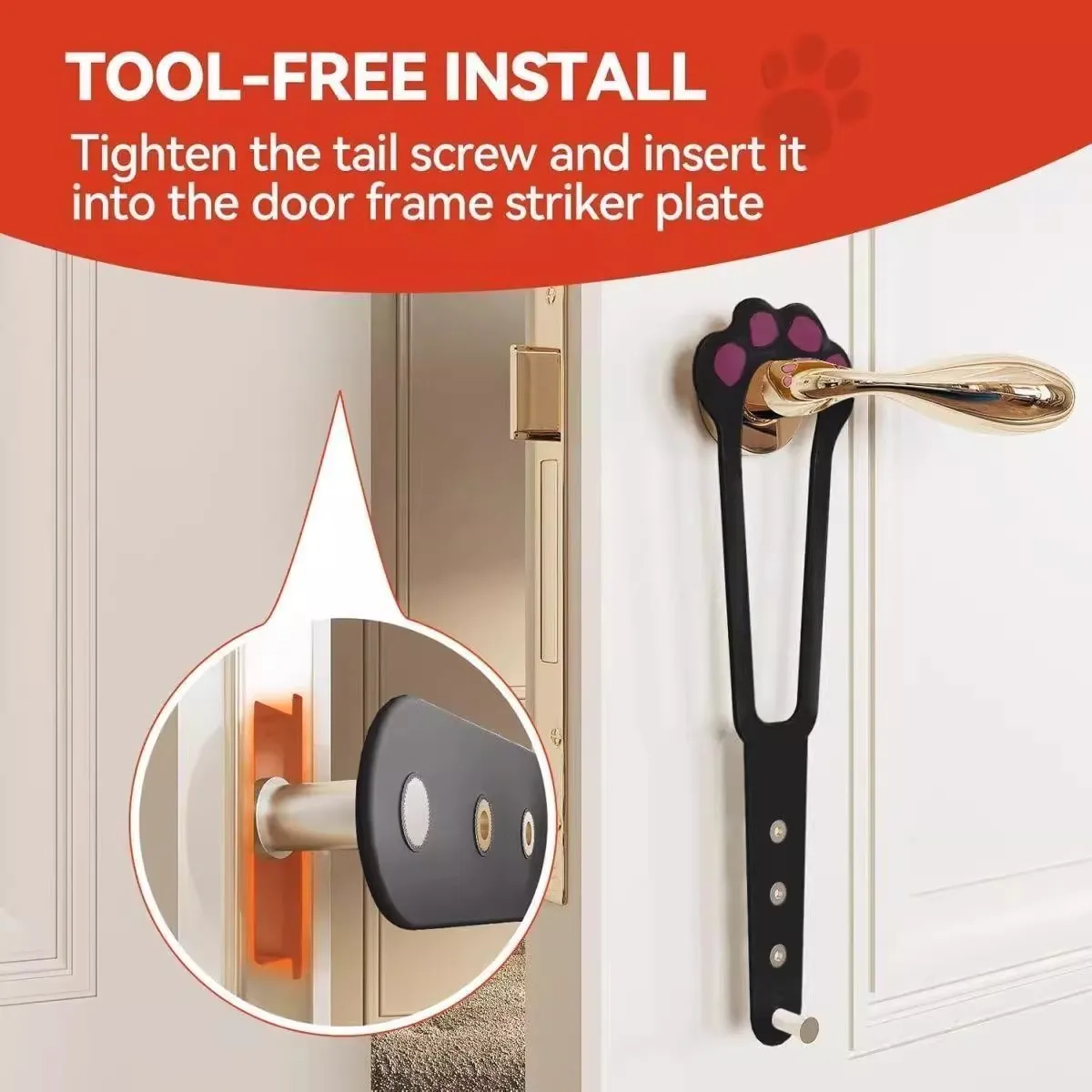 Tope de puerta ajustable para gatos, pestillo de puerta elástico sin taladro para mantener los perros fuera, correa Flexible a prueba de mascotas, soporte para huecos domésticos - imagen 2