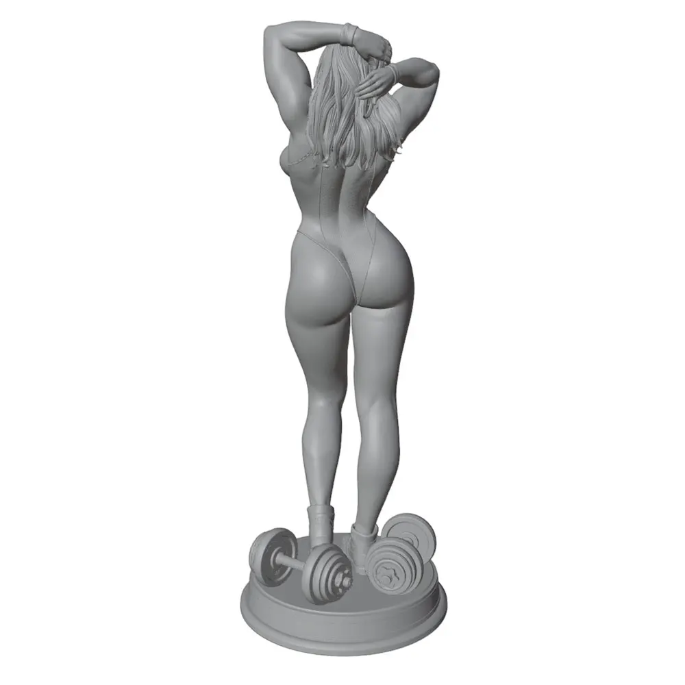 Kit miniatura resina 3D de chica fitness – Figura gris DIY sin montar - imagen 4