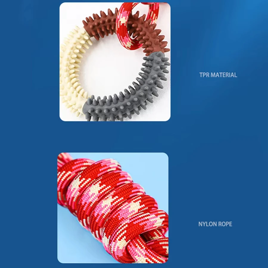 Juguete para perros, juguete para moler dientes de perro, cuerda de algodón antimordeduras, juguete para mascotas con nudo tejido colorido, juguete de entrenamiento interactivo para perros, suministros para mascotas - imagen 3