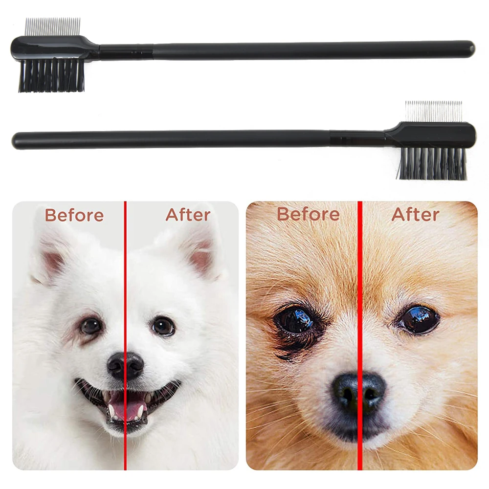 Cepillo de Peine de ojos para mascotas, removedor de manchas de desgarro, cepillo de aseo de Ojos de doble cara para perros y gatos pequeños - imagen 2